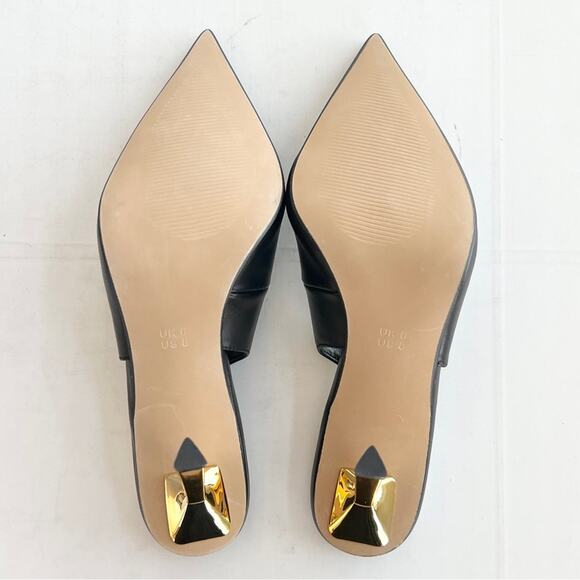 New PLT Black PU Point Tie Buckle Sling Back Heeled Sandals Womens SIZE 8 - Picture 7 of 11